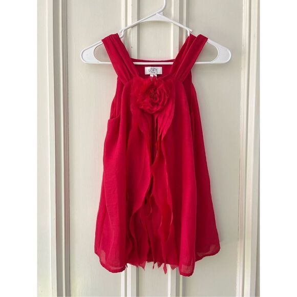 Loft dark pink floral ruffled lightweight tank S - Picture 1 of 4